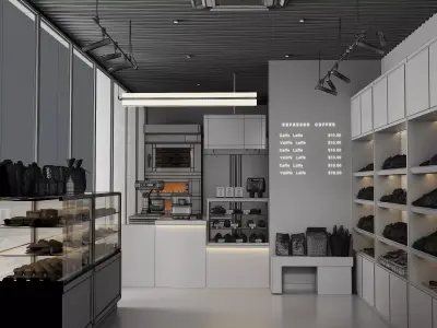 Cafe Bakery 3D model Low-poly 3D model