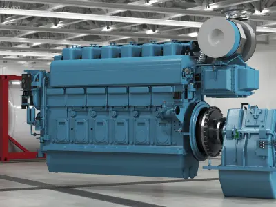 Marine Propulsion Engine Blue 3D model
