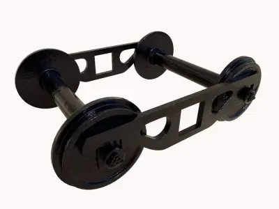 train wheels realstic Low-poly 3D model
