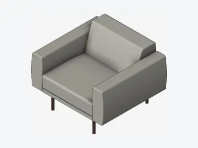Seat - Sofa - Simplicity - Single Low-poly 3D model