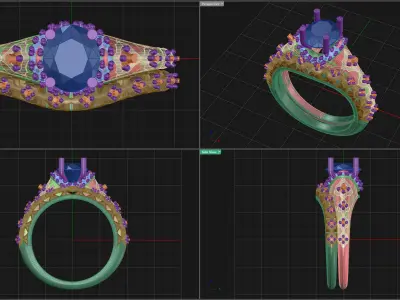 Vintage Star Tile Design Ring size 4  Rhino5 3DM STL OBJ  3D print model