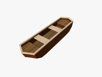 Cartoon Rowboat Low-poly 3D model