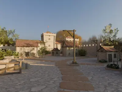 Medieval Castle Town Model 3D model purchase