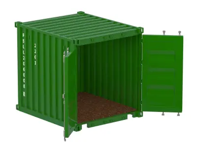 8ft Shipping Container Dark green 3D model