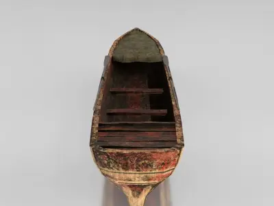 Old Medieval Rowboat Low-poly 3D model