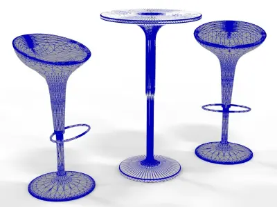 High table and stool - Bar set 1 3D model