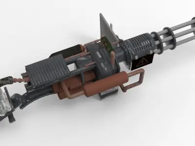 Minigun machine gun Low-poly 3D model