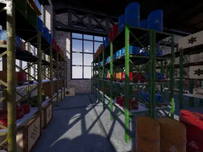Modular Warehouse for UE Low-poly 3D model