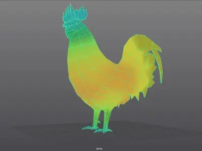 Rooster rigged animated and textured Low-poly 3D model