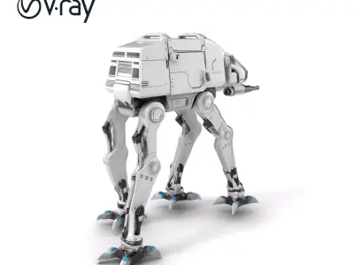 Bipedal Sci-Fi Walker Armored Model Pack Low-poly 3D model