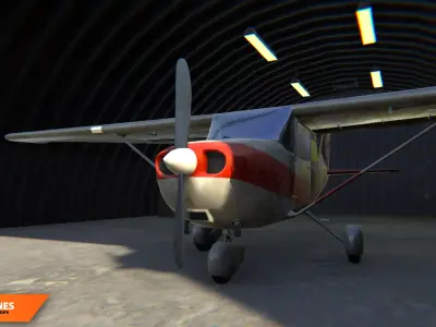 Airplanes - airport with props Low-poly 3D model