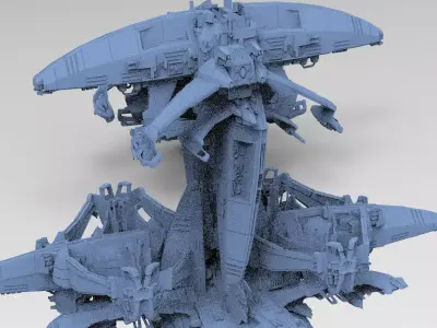 Dark Terra Former Ship destroyer 3 versions 3D model