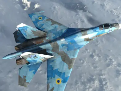 Aicraft Su-27 UA Low-poly 3D model
