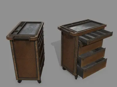 Cupboard metal cabinet with drawers Low-poly 3D model