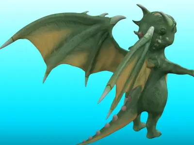 Cute Cartoon Dragon Low-poly 3D model purchase