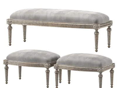 ebanista baladin bench and pouf 3D model