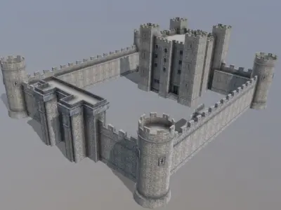 Medieval Celtic Castle Low-poly 3D model