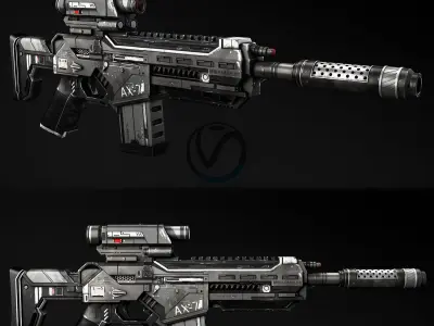 gun assault for 3dsmax and vray 3D model