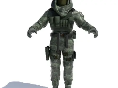 Navy Diver Low-poly 3D model
