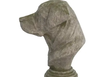 Dog bust stone statues Low-poly 3D model