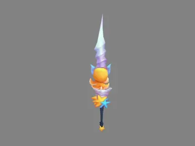 Cartoon starfish octopus sword Low-poly 3D model