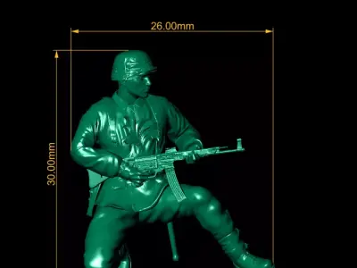 Kneeling Soldier with Rifle 3D Printable Military Figure 3D print model