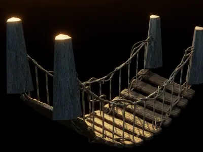 Wooden Bridge - Procedural Low-poly 3D model