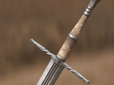 Medieval Sword for Games and Cinematics 04 Low-poly 3D model
