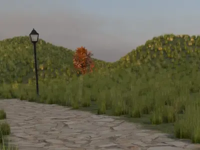 Lush Village Landscape 3D model