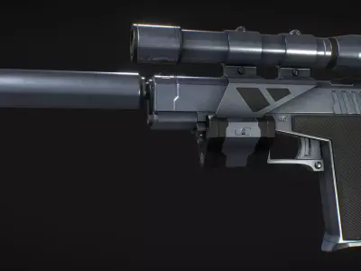 Falcon 2 gun with scope Low-poly 3D model