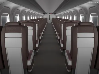 High Speed Passenger Intermediate Car with Interior 3D model