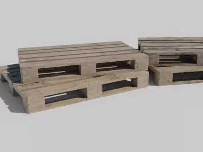 Wooden Pallet Low-poly 3D model 6
