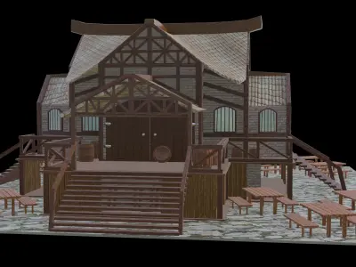 Medieval House Low-poly 3D model get