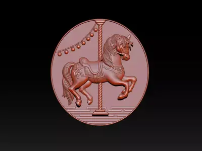 Whimsical Carousel Horse Relief 3D print model