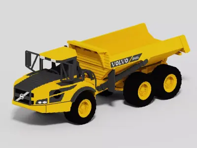 Voxel Volvo A40G Dumper Truck Low-poly 3D model