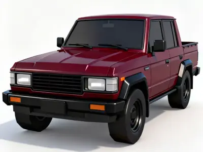 Retro Burgundy 4x4 Utility Vehicle 3D Model Low-poly 3D model