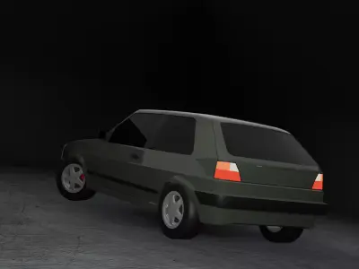Stylized Volkswagen Golf 2 - Game Ready Low-poly 3D model