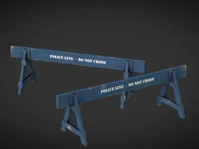 Police Barrier Wooden Low-poly 3D model