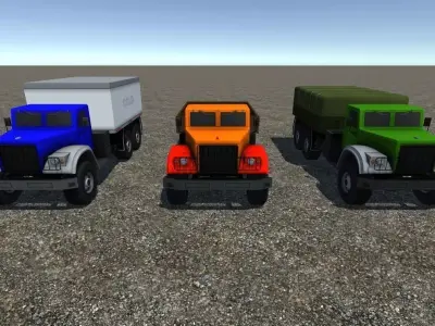 Industrial Cargo Truck Pack-1 Low-poly 3D model