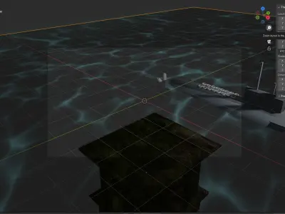 A cartoon model of a Submarine in an abandoned river 3D model