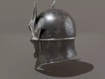 Iron Skull Mask Low Poly Dark Fantasy Helmet Low-poly 3D model