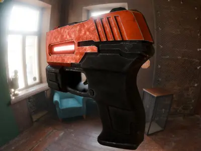 Sci-Fi Laser Pistol PBR Game Ready 3D Model Low-poly 3D model