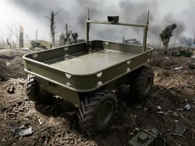 Ukrainian battle wheeled robot CRAB Low-poly 3D model