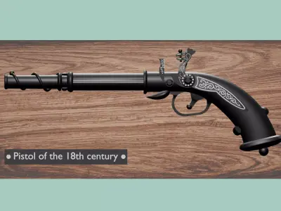 Pistol of the 18th century 3D Model  3D model
