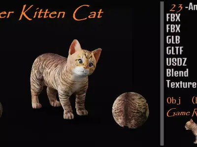Kitten Toyger Cat Free low-poly 3D model