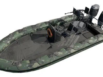 motor boat Low-poly 3D model