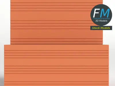 Bricks brick block with two rows of 3D model