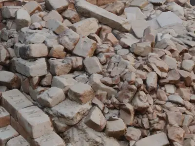 Brick Rubble Pile Scan Low-poly 3D model