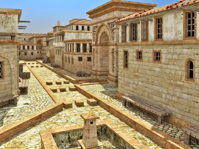Ancient Roman Settlement Town  Low-poly 3D model