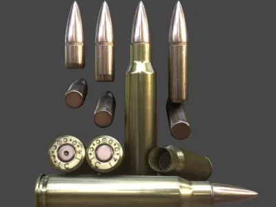 556x45mm NATO Cartridge Low-poly 3D model